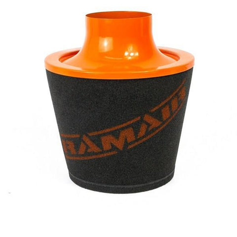 Ramair Large Foam Filter Aluminium Base 70mm OD Orange with Silicone Coupler