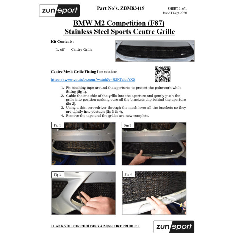 Bmw M2 Competition (F87) - Centre Grille - Zunsport – VUDU Performance