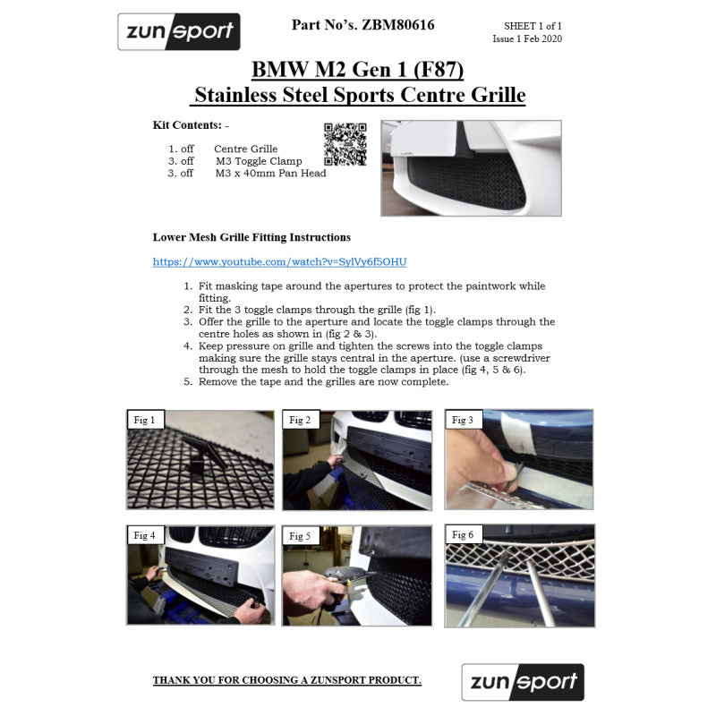 Bmw M2 Gen 1 (F87) - Centre Grille - Zunsport – VUDU Performance