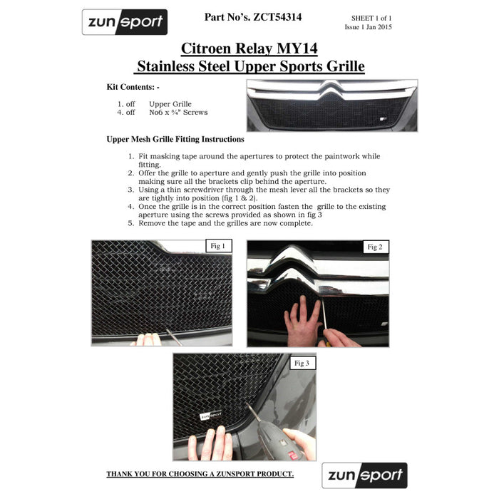 Citroen Relay - Front Grille Set - Zunsport