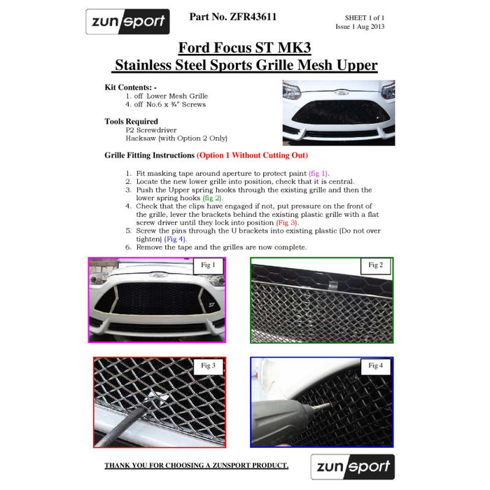 Ford Focus St Mk3 - Front Grille Set - Zunsport
