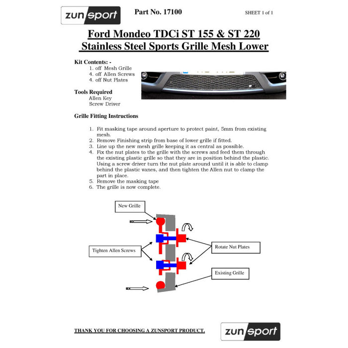 Ford Mondeo Mk2 - Lower Grille - Zunsport