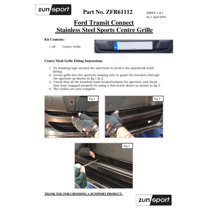 Ford Transit Connect - Centre Grille - Zunsport