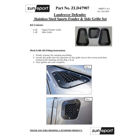 Landrover Defender Full Grille Set - Zunsport