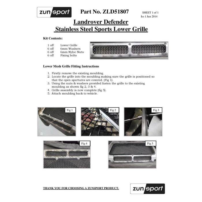 Landrover Defender Full Grille Set - Zunsport