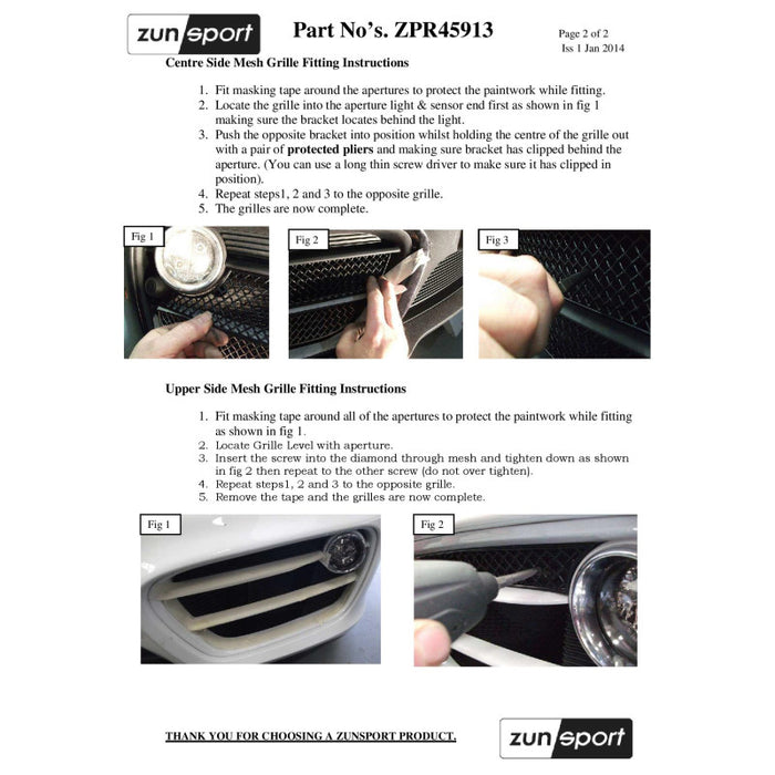 Porsche Cayman S 981 (Manual/Pdk With Parking Sensors) - Outer Grille Set - Zunsport