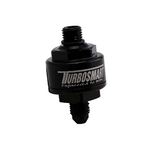 Turbosmart Billet Turbo Oil Feed Filter 44um -4AN To -4AN ORB – Black